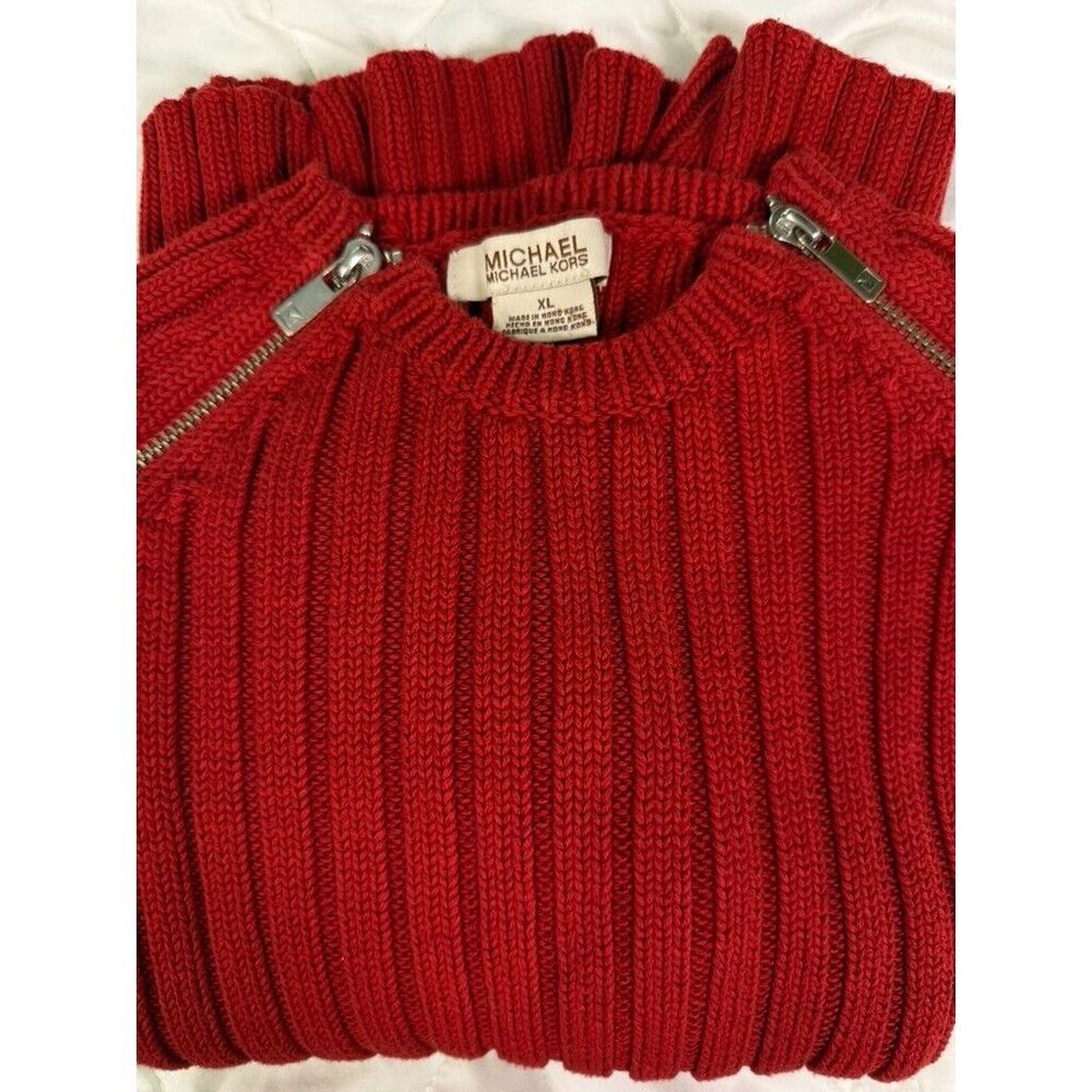 Michael Michael Kors Womens Zipper Crew Neck Cable Knit Sweater XL - RUNS SMALL